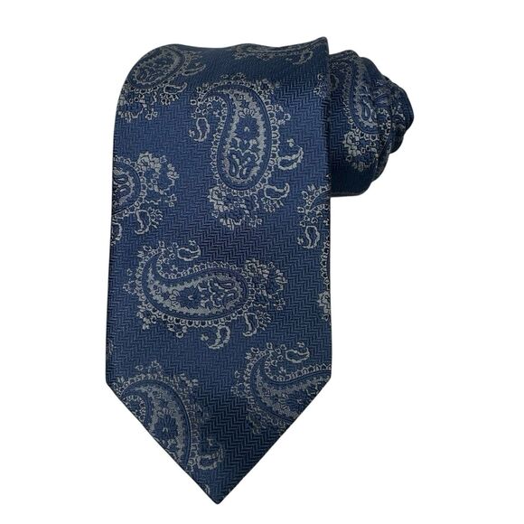 NEW Brioni Men's Silk Designer Necktie Blue Paisley Handmade Italy MSRP $240 NWT - Picture 1 of 10